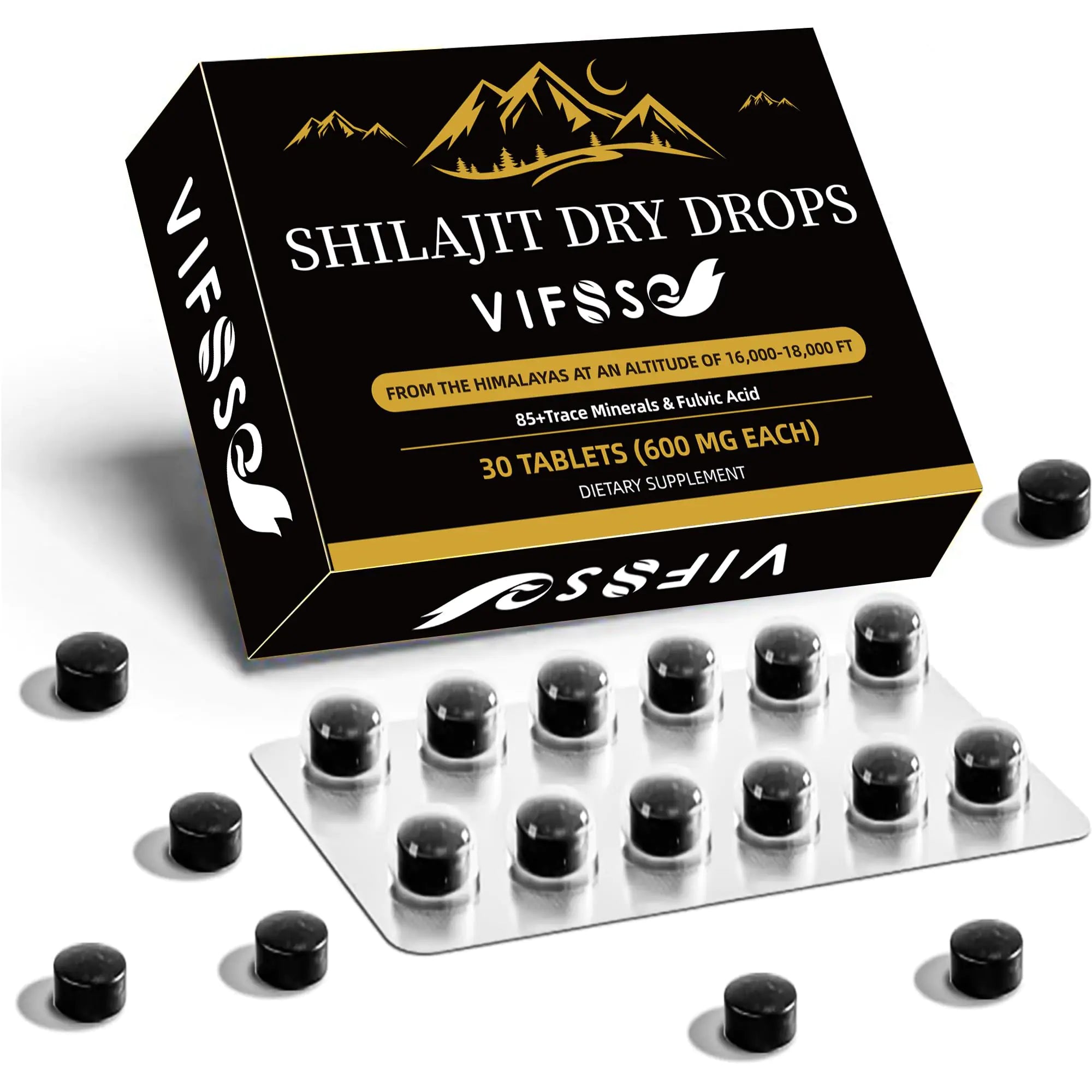 VIFSSG Shilajit Dry Drops Shilajit Supplement 18000 Mg Organic Shilajit Maximum Potency Energy Booster Gold Grade Nature Shilajit for Energy Support 1 Pack of 30 Counts