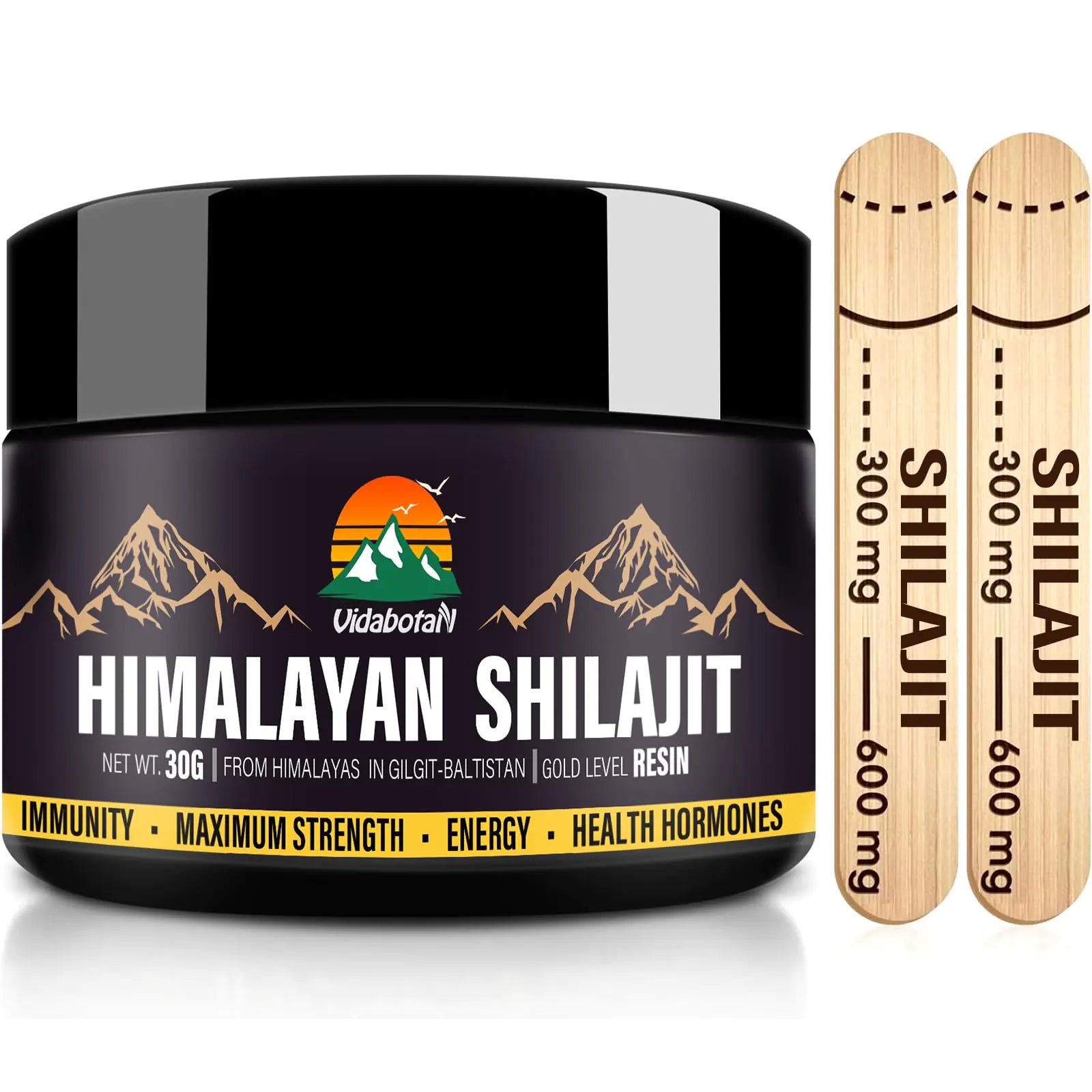 Vidabotan Shilajit Resin with Fulvic Acid & Trace Minerals Original Himalayan Pure Shilajit Resin 600mg for Men & Women for Energy and Immune Support 30g(1 Pack)