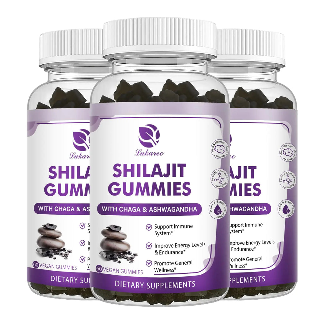 (3 Pack) Shilajit Gummies Pure Himalayan Shilajit with Ashwagandha Black Seed Oil Vitamin C D3 B12 & Zinc Sugar Free Shilajit for Men & Women Vegan & Non-GMO