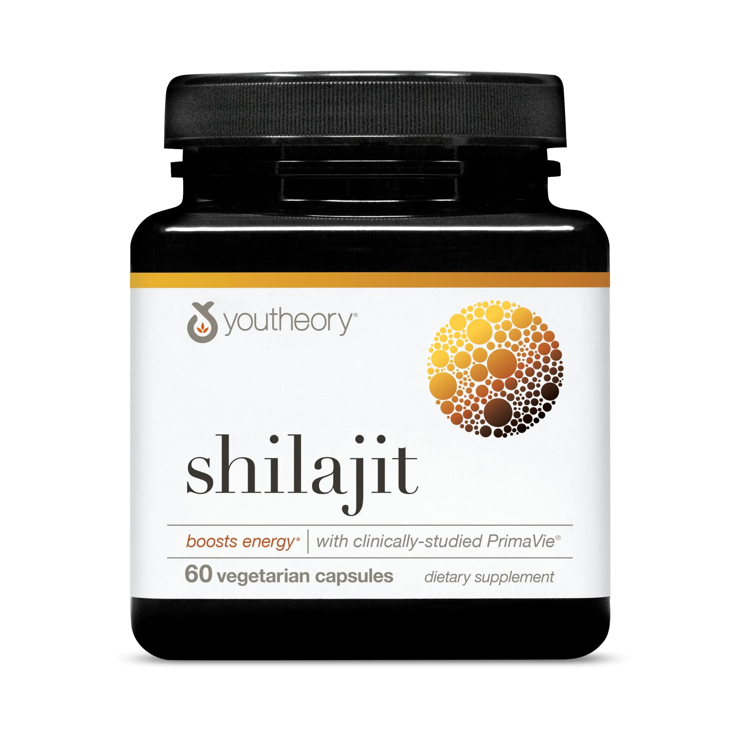 Youtheory Shilajit - 500 mg Shilajit Capsules - Energy Supplement - Supports Stamina & Endurance - Gluten Dairy & Soy Free - 60 Vegetarian Capsules