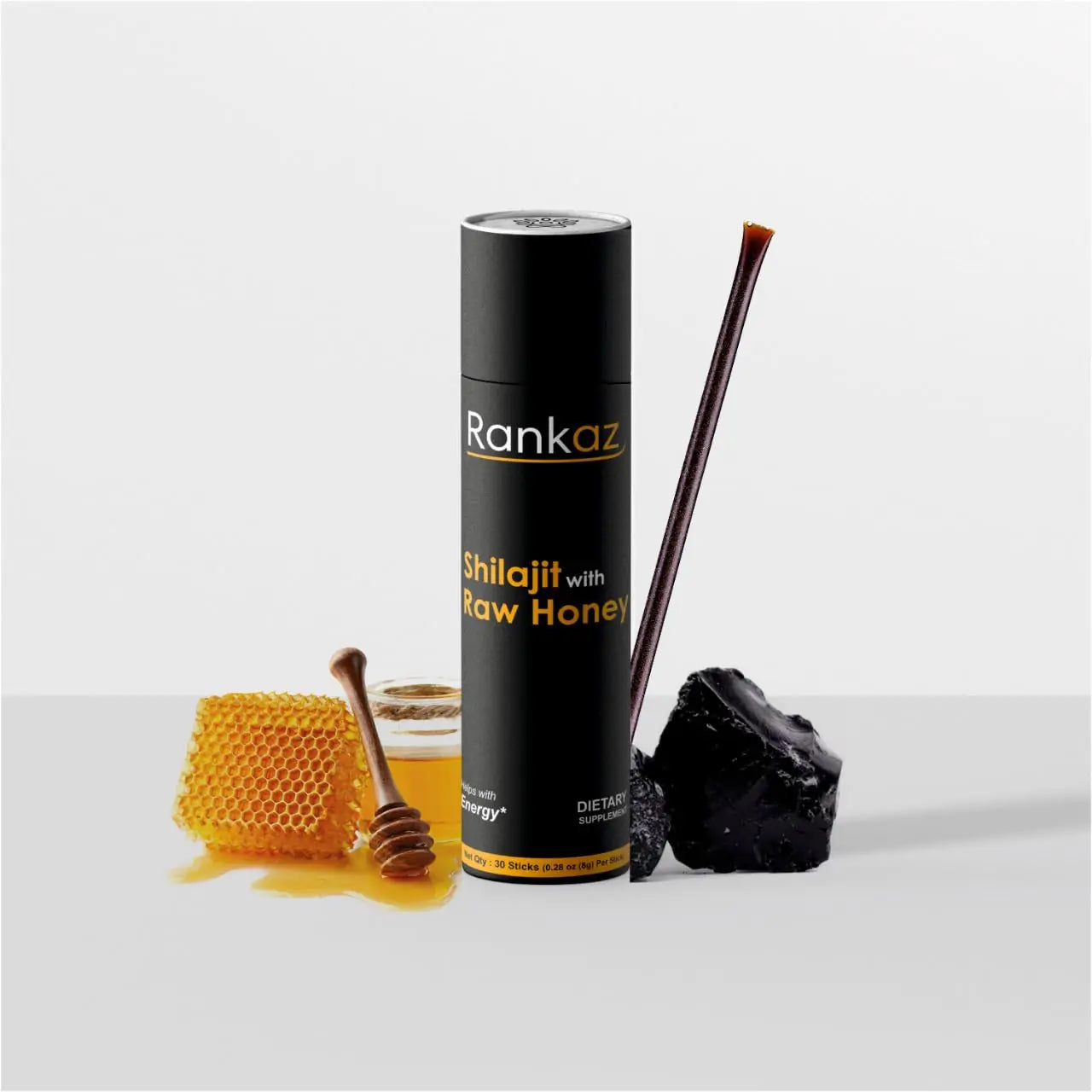Rankaz Shilajit Honey Sticks Natural Shilajit Honey Sticks Organic - 30 Sticks Shilajit Honey Fulvic Acid and Trace Minerals