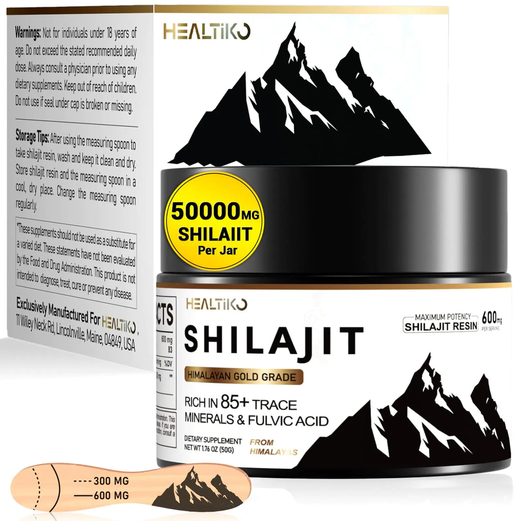 Shilajit Resin Himalayan Shilajit Pure Himalayan Organic - 600mg Potency Gold Grade Shilajit for Men & Women with 85+ Trace Minerals & Fulvic Acid for Energy Immunity & Strength 83 Serving (50g)