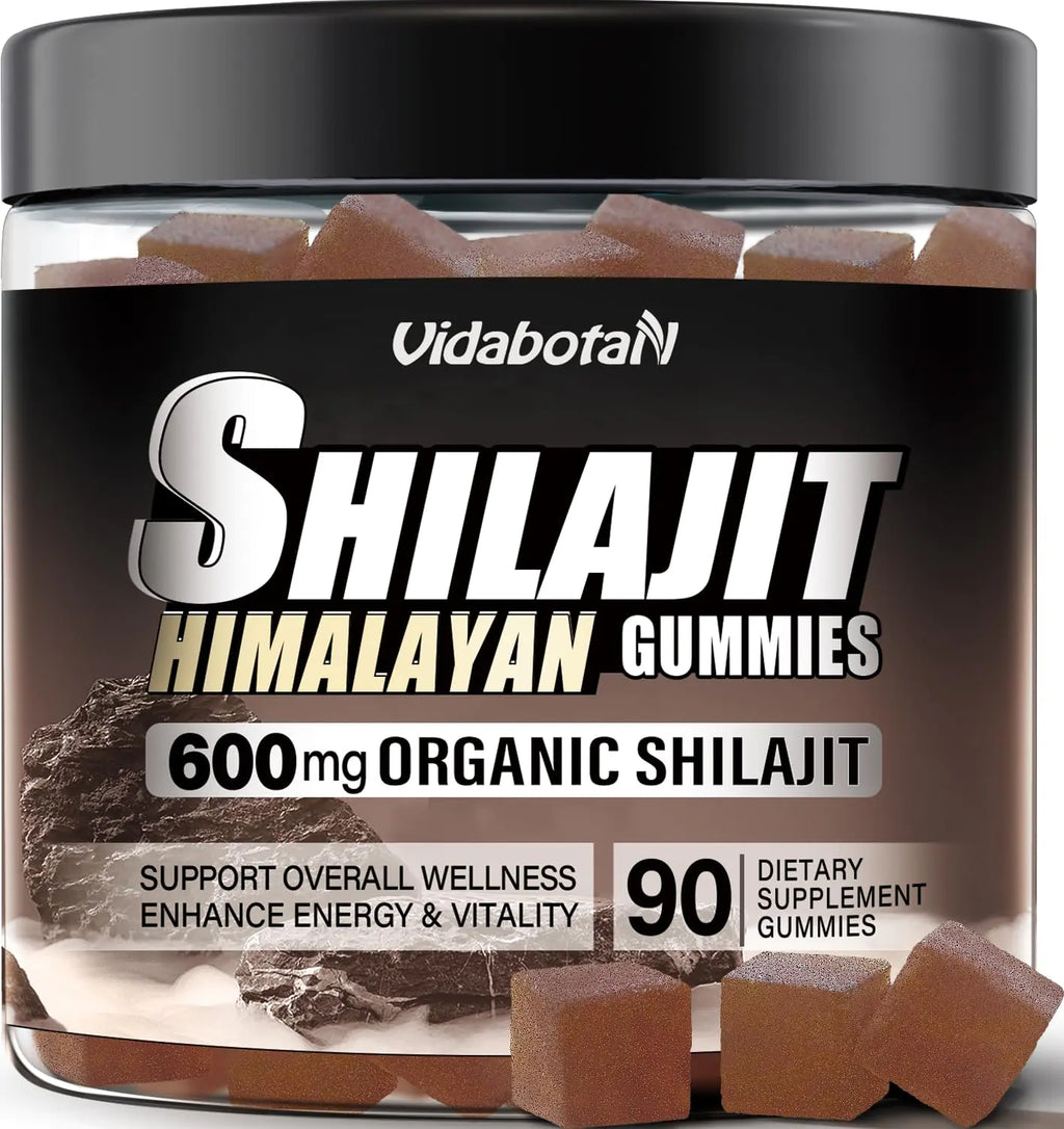 vidabotan Shilajit Gummies 600 MG 85+ Trace Minerals Fulvic Acid Pure Shilajit with Ashwagnadha Black Seed Oil for Men & Women Sugar Free Lemon Flavor 90 Gummies
