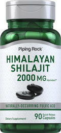 Piping Rock Shilajit Capsules | 2000mg | 90 Count | Himalayan Fulvic Acid | Non-GMO Gluten Free Supplement