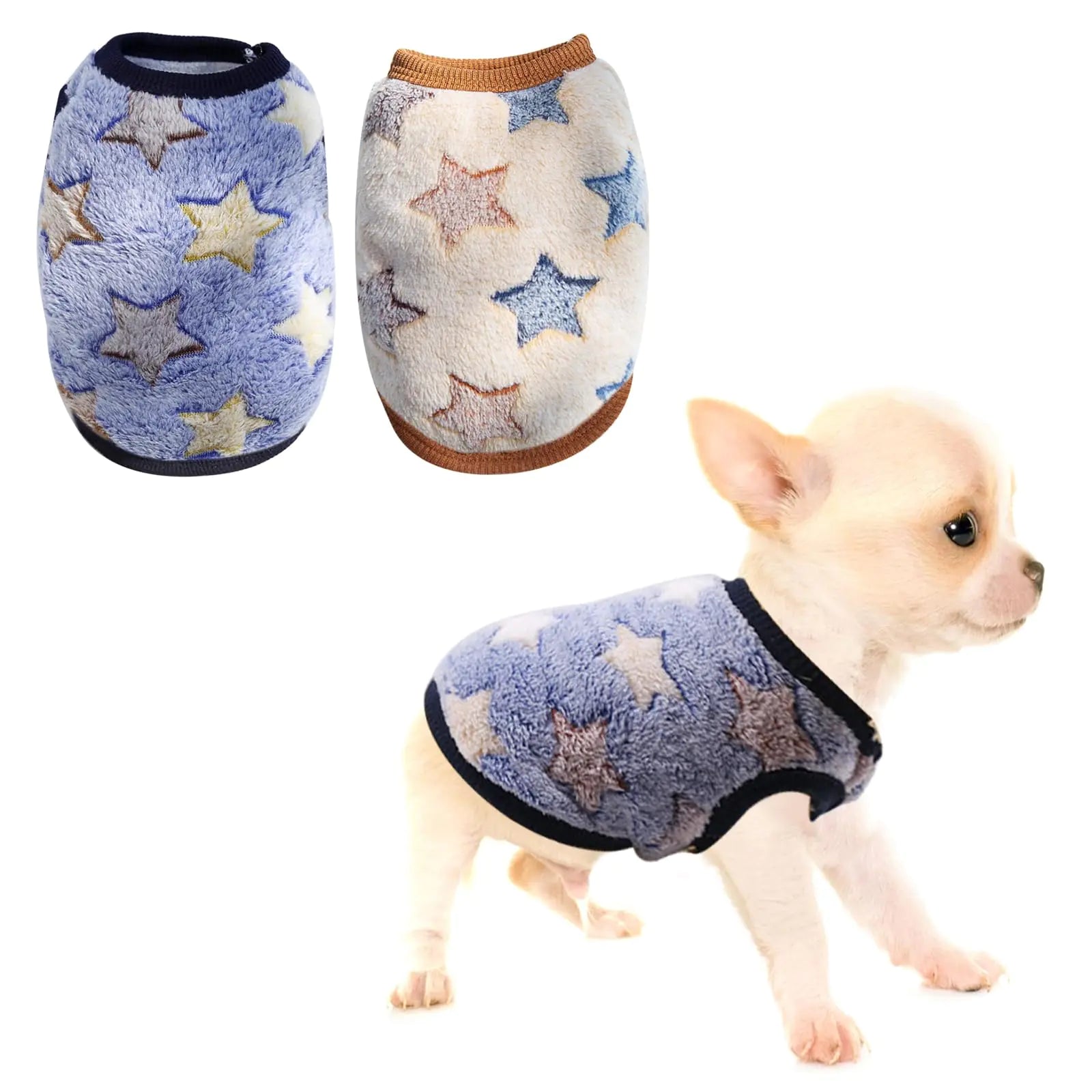2 Pieces Dog Sweater xs Dog Sweater XXS Dog Sweater Chihuahua Sweater XXSmall Dog Sweater Winter Warm Puppy Sweaters Boys Girls Tiny Dog Outfits (X-Small)