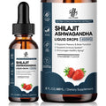 Shilajit Liquid Drop 1400MG with Ashwagandha for Enhanced Energy and Immune Support Shilajit for Men Energy Booster Sugar-Free Strawberry Flavor 2 Fl Oz