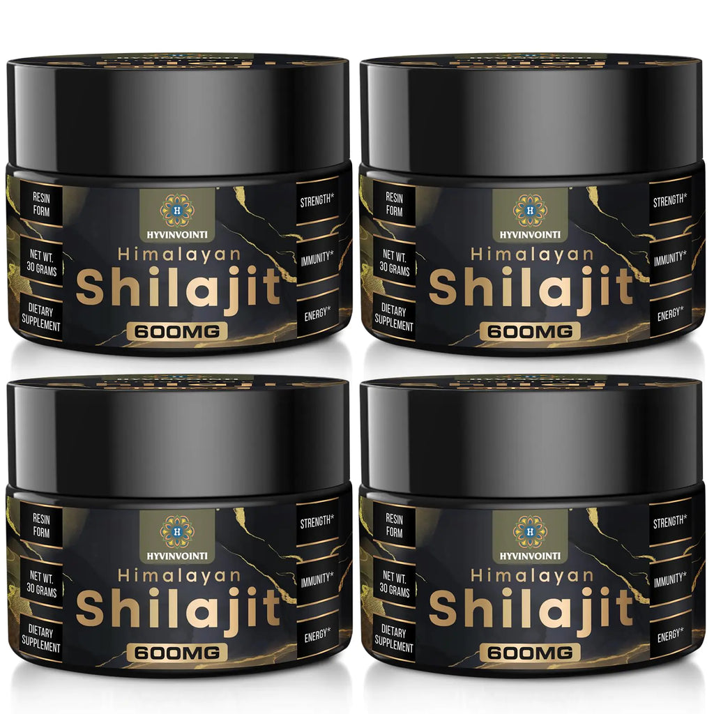 600mg Shilajit Pure Himalayan Organic Shilajit Resin - Shilajit Resin Organic Gold Grade 100% Pure Organic Shilajit for Energy & Immune Support Rich in Fulvic Acid & 85+ Trace Minerals 4 Pack