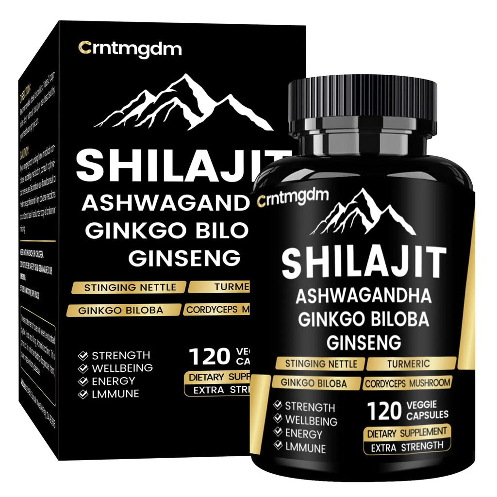 Juebingy Shilajit Capsules - 20000mg Pure Himalayan Organic Shilajit for Men & Women with Ashwagandha Supports Vitality and Wellness Premium Shilajit Pure Himalayan Supplement 120 Capsules